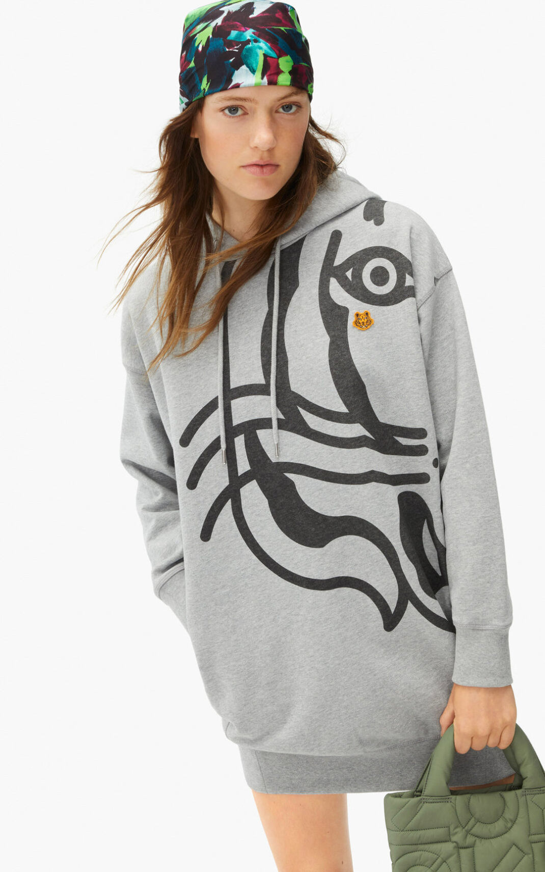 Kenzo K 虎 hooded sweater ワンピース レディース グレー - BKJROI250